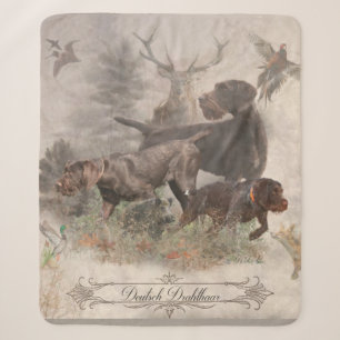 German Wirehaired Pointer  Tapestry Outdoor Pillow Sherpa Blanket