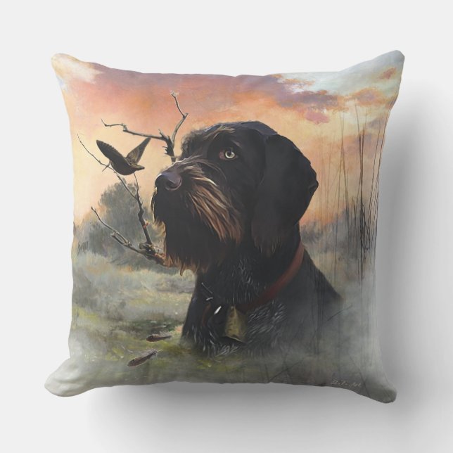 German Wirehaired Pointer Throw Pillow (Front)