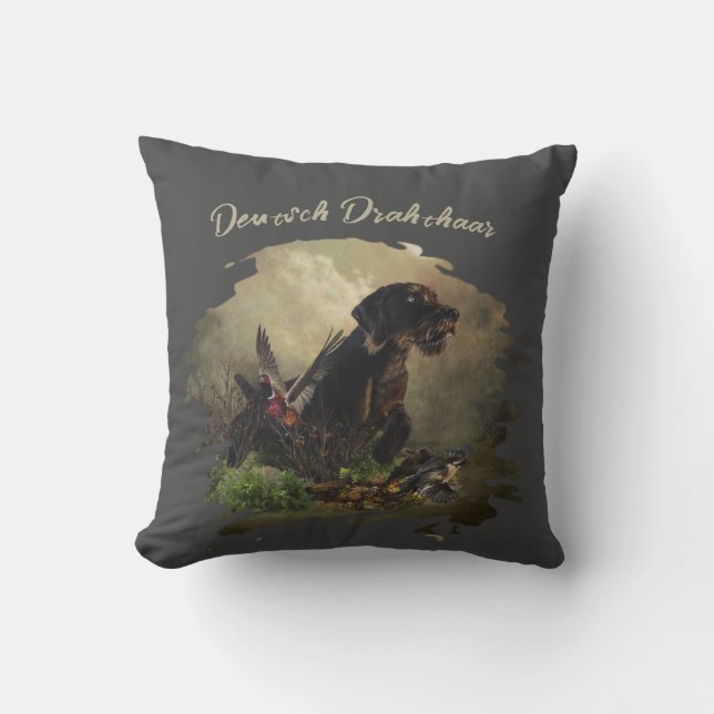 German Wirehaired Pointer Throw Pillow (Front)