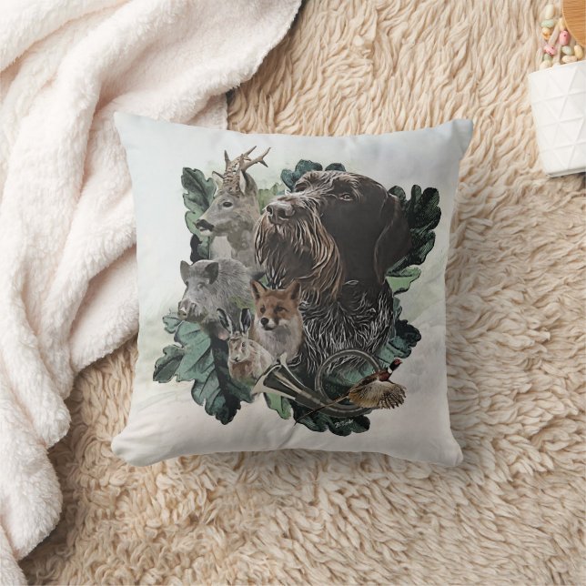 German Wirehaired Pointer Throw Pillow (Blanket)