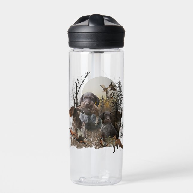 German Wirehaired Pointer Water Bottle (Front)