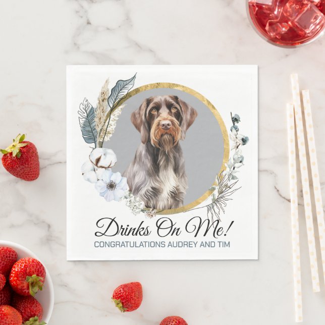 German Wirehaired Pointer Wedding Photo Napkin (Insitu)