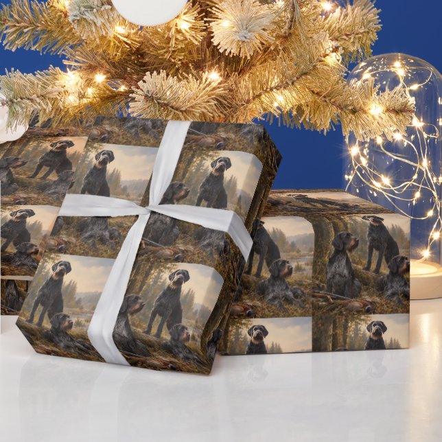 German Wirehaired Pointer Wrapping Paper (Holidays)