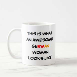 german woman, awesome coffee mug