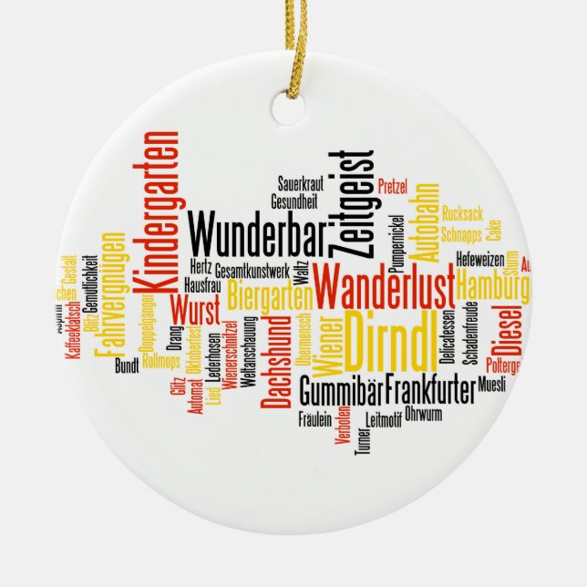 German Word Cloud - Deutsche Wortwolke Ceramic Ornament (Front)