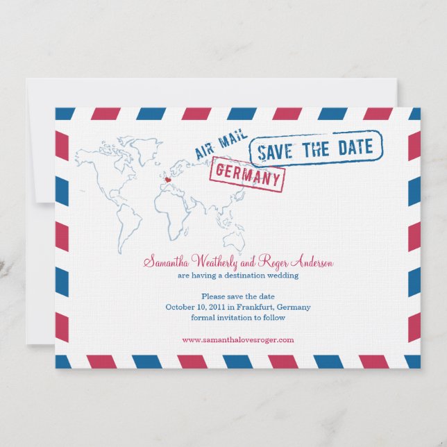 Germany Air Mail Wedding Save The Date (Front)