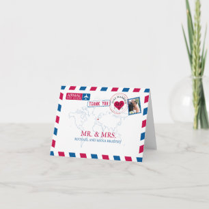 GERMANY Airmail Wedding Thank You Card