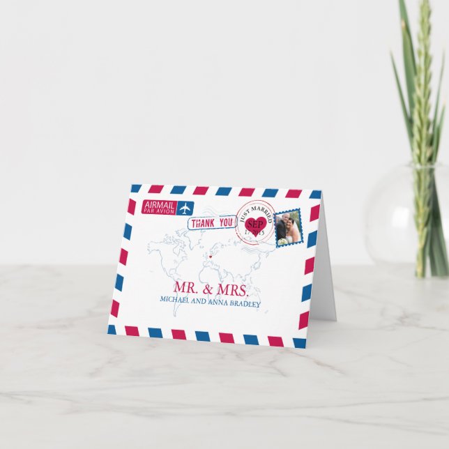 GERMANY Airmail Wedding Thank You Card (Front)