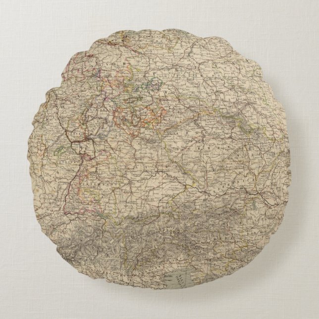 Germany Atlas Map Round Pillow (Front)