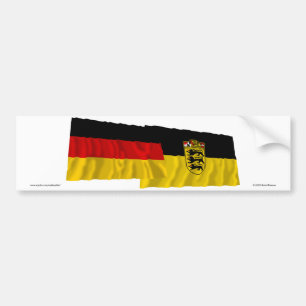 Germany & Baden-Wuerttemberg Waving Flags Bumper Sticker