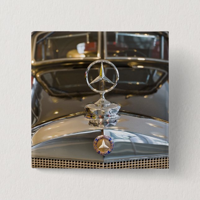 Germany, Baden-Wurttemberg, Stuttgart. Mercedes 2 Inch Square Button (Front)