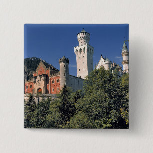 Germany, Bavaria, Neuschwanstein Castle. 2 Inch Square Button