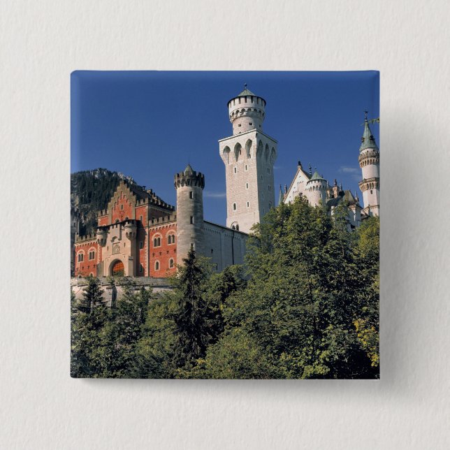 Germany, Bavaria, Neuschwanstein Castle. 2 Inch Square Button (Front)