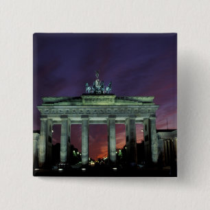 Germany, Berlin. Brandenburg Gate at night. 2 Inch Square Button