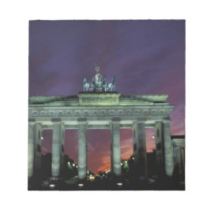 Germany, Berlin. Brandenburg Gate at night. Notepad