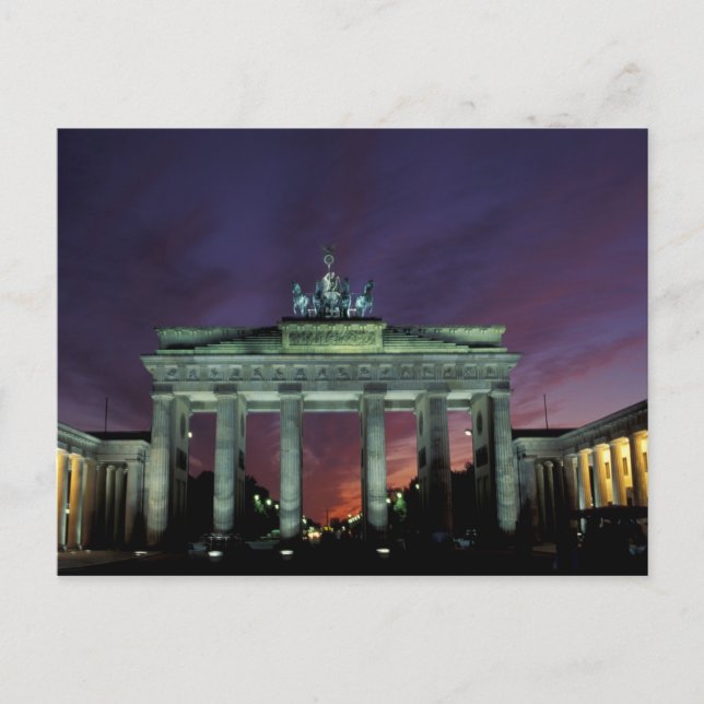 Germany, Berlin. Brandenburg Gate at night. Postcard (Front)
