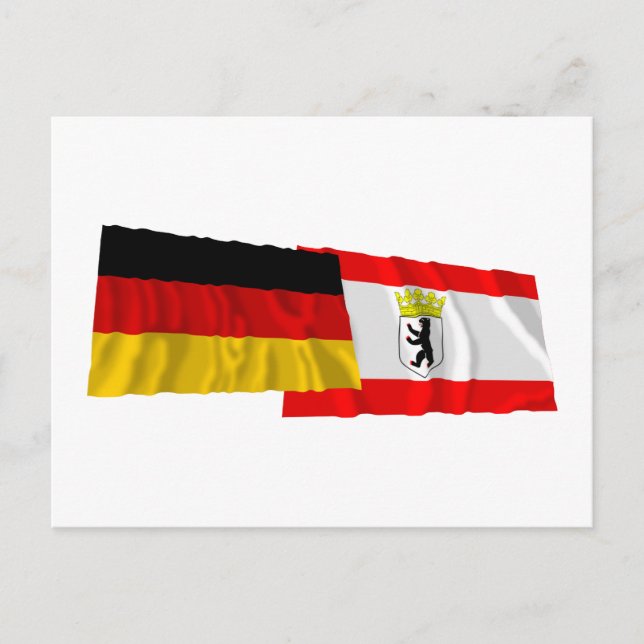 Germany & Berlin Waving Flags Postcard (Front)
