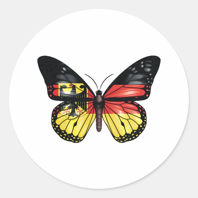 Germany butterfly monarch flag classic round sticker (Front)