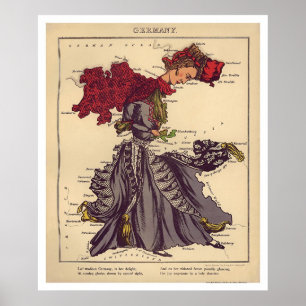 Germany Caricature Map 1868 Poster
