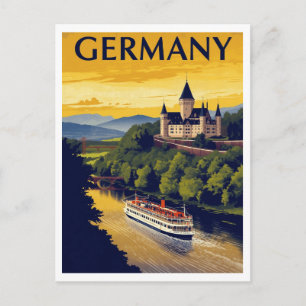 Germany Castle and River Cruise   Vintage Travel Postcard