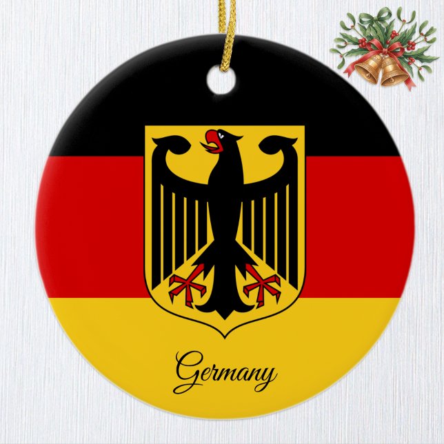 Germany Christmas Ornament, German Flag Ceramic Ornament (German Flag Ornament, Eagle Emblem)