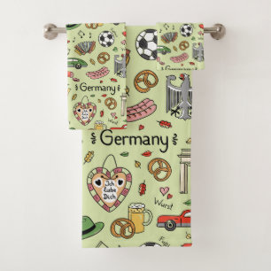 Germany Doodles Bath Towel Set