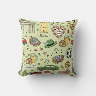 Germany Doodles Throw Pillow