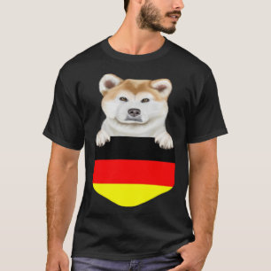 Germany Flag Akita Dog In Pocket T-Shirt