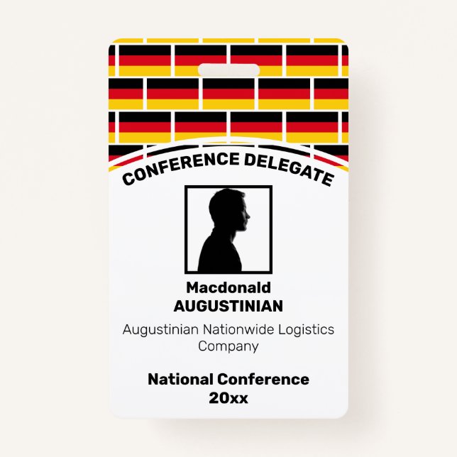 GERMANY FLAG Customized Logo Photo ID Name Badge (Front)