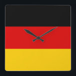 Germany flag - Deutschland Square Wall Clock<br><div class="desc">The flag of Germany or Deutschland is a tricolour consisting of three equal horizontal bands displaying the national colours of Germany  black,  red,  and gold.
#germany #german #deutschland #berlin #patriotic #flag</div>