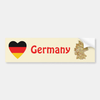 Germany Flag Heart + Map Bumper Sticker