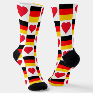 Germany Flag Heart Pattern Fun German Pride Socks