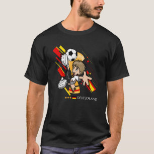 Germany Flag Kids Playing Soccer Goal Dabbing T-Shirt