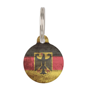 Germany Flag on Old Wood Grain Pet Tag