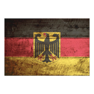 Germany Flag on Old Wood Grain Photo Print