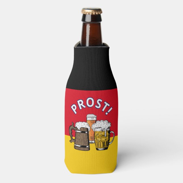 GERMANY FLAG Prost Cartoon Cheers Beers Bottle Cooler (Bottle Front)