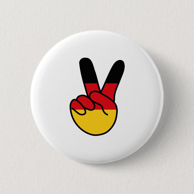 Germany Flag V Sign 2 Inch Round Button (Front)