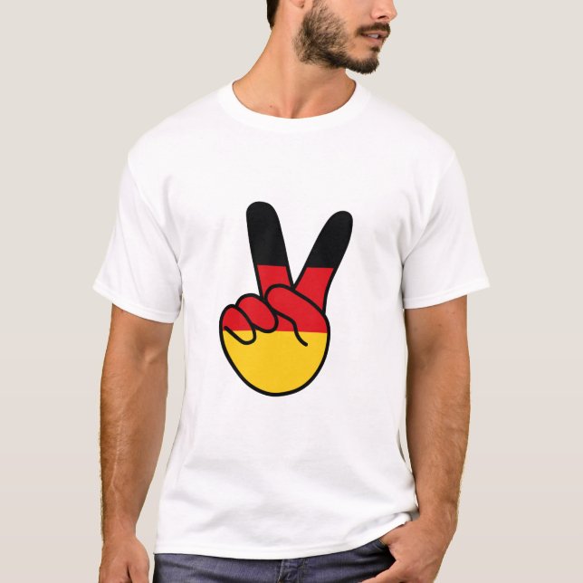 Germany Flag V Sign T-Shirt (Front)