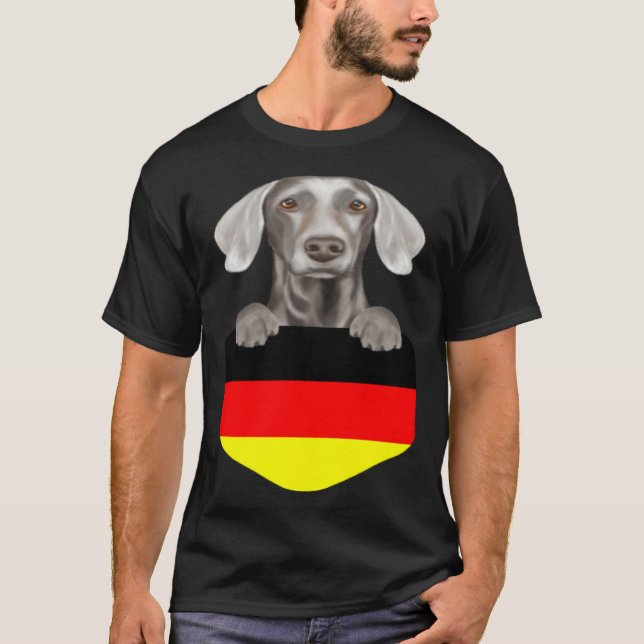 Germany Flag Weimaraner Dog In Pocket T-Shirt (Front)