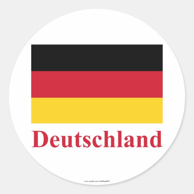 Germany Flag with Name in German Classic Round Sticker (Front)