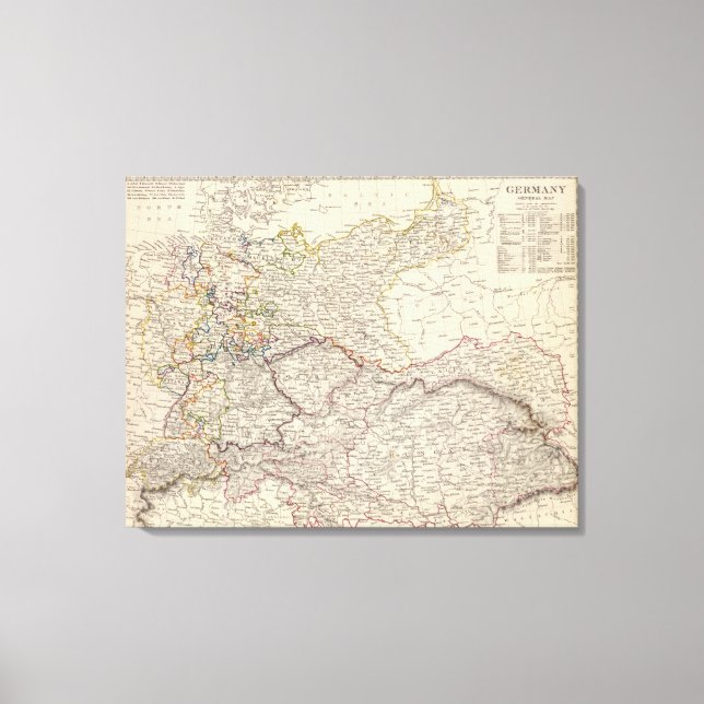Germany general map canvas print (Front)