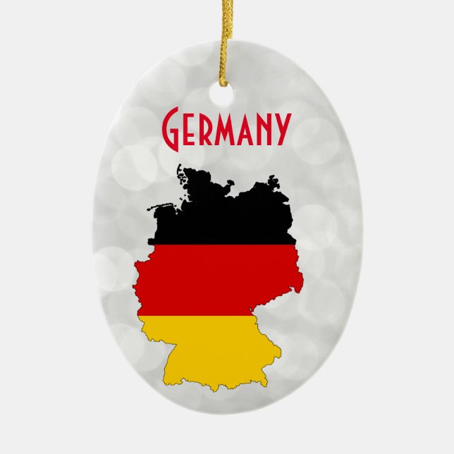 Germany German Flag Map Christmas Ceramic Ornament (Front)