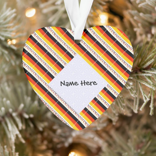 Germany German Flag Tiled Black Personalization  Ornament (Tree)