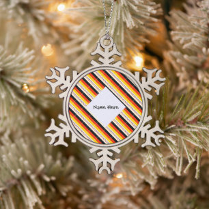 Germany German Flag Tiled Black Personalization Snowflake Pewter Christmas Ornament