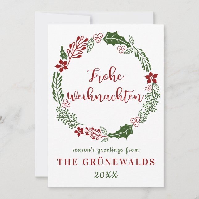 Germany German Merry Christmas, Custom Holiday Card (Front)