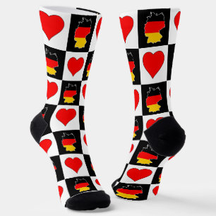 Germany Heart Pattern German National Flag Map Socks