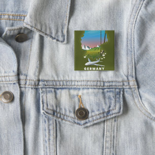 Germany Illustrated travel poster 2 Inch Square Button
