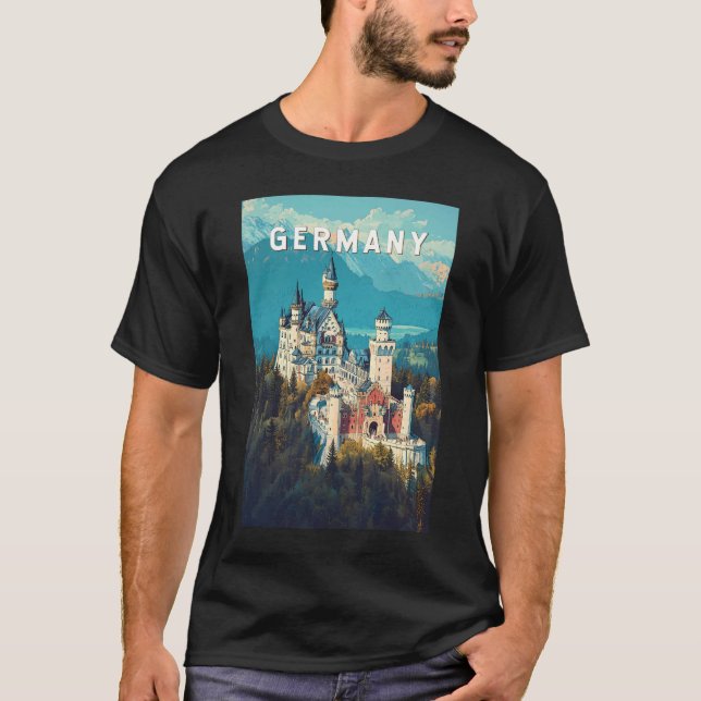 Germany Illustration Travel Art Vintage T-Shirt (Front)