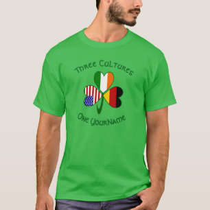 Germany Ireland USA Shamrock Flag Personalized T-Shirt