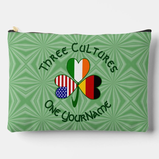 Germany Ireland USA Shamrock Personalized Text Accessory Pouch (Front)